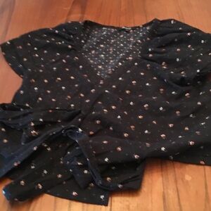 Madewell black Floral Wrap Blouse